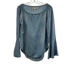 Cloth & Stone Bell Sleeve Top Blue Long Sleeve Women's Size Small Pullover
